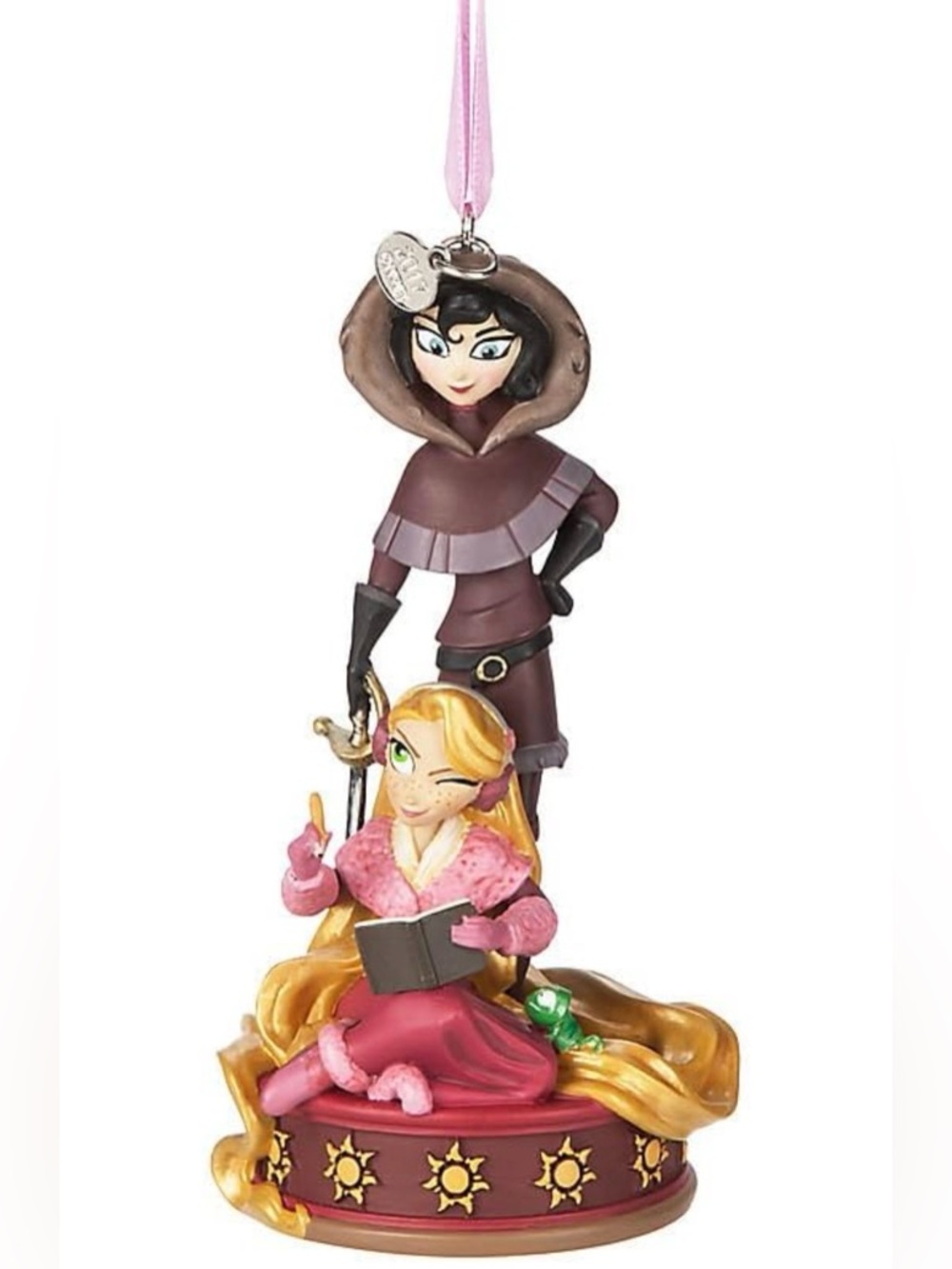 Rapunzel and Cassandra Holiday Ornament - Pink, Burgundy, Gold